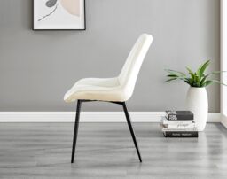 FurnitureboxUK Carson White Marble Effect Dining Table & 4 Pesaro Black Leg Chairs in Cream - thumbnail 5