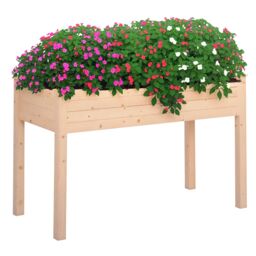 OUTSUNNY Garden Wooden Planter Flower Raised Bed Herb Grow Box Container in Nude - thumbnail 2