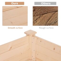 OUTSUNNY Garden Wooden Planter Flower Raised Bed Herb Grow Box Container in Nude - thumbnail 4