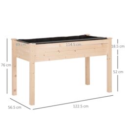 OUTSUNNY Garden Wooden Planter Flower Raised Bed Herb Grow Box Container in Nude - thumbnail 3