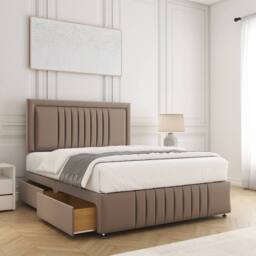 "BSSPOKE Lily Plush Velvet Divan Bed 24""Headboard &Footboard 4Drawers Mattress in Bronze - Size: Super King" - thumbnail 1