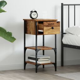 Berkfield Home Bedside Cabinets 2 pcs Old Wood 34x36x70 cm Engineered Wood in Brown - Size: 34 x 36 x 70 cm - thumbnail 4