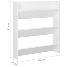 Berkfield Home Wall Shoe Cabinet White 80x18x90 cm Engineered Wood - Size: 80 x 18 x 90 cm - thumbnail 6