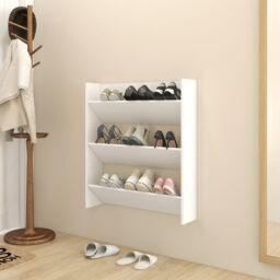 Berkfield Home Wall Shoe Cabinet White 80x18x90 cm Engineered Wood - Size: 80 x 18 x 90 cm - thumbnail 1