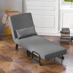 NESTLUNE Single Fabric Sofa Bed Sleeper Couch Sofabed Settee Recliner in Grey - Size: 100 cm x 15 cm - thumbnail 4