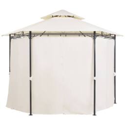 Wyld and Coco Garden Gazebo Beige Polyester Curtains Black Powder Coat Steel UV - thumbnail 3