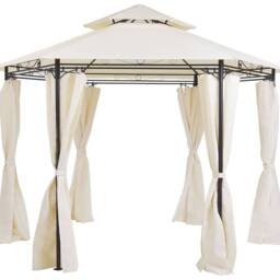 Wyld and Coco Garden Gazebo Beige Polyester Curtains Black Powder Coat Steel UV - thumbnail 2
