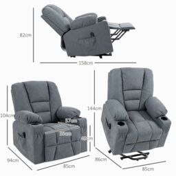 HOMCOM Riser & Recliner Chair w/ Remote, Lift Chair for Elderly in Grey - thumbnail 3