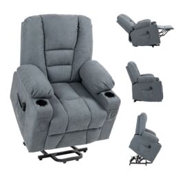 HOMCOM Riser & Recliner Chair w/ Remote, Lift Chair for Elderly in Grey - thumbnail 2