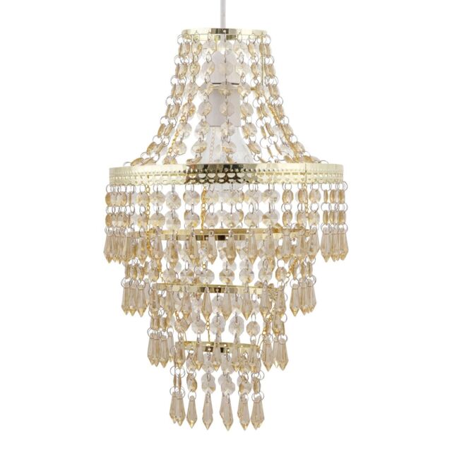 First Choice Lighting Gold Tiered Chandelier Style Light Shade in Amber - image 1