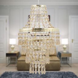 First Choice Lighting Gold Tiered Chandelier Style Light Shade in Amber - thumbnail 6