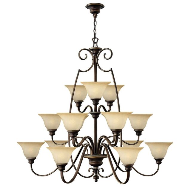 Loops 15 Bulb Chandelier Hanging Pendant LIght Antique Bronze LED E27 60W Bulb