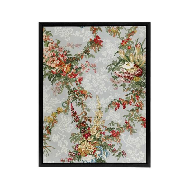 "Artery8 Elegant Vintage Flower Pattern Wyatt Framed Canvas Wall Art Print - Size: W12"" x H16""" - image 1