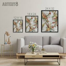 "Artery8 Elegant Vintage Flower Pattern Wyatt Framed Canvas Wall Art Print - Size: W12"" x H16""" - thumbnail 4