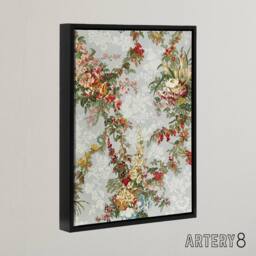 "Artery8 Elegant Vintage Flower Pattern Wyatt Framed Canvas Wall Art Print - Size: W12"" x H16""" - thumbnail 2