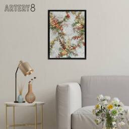 "Artery8 Elegant Vintage Flower Pattern Wyatt Framed Canvas Wall Art Print - Size: W12"" x H16""" - thumbnail 3