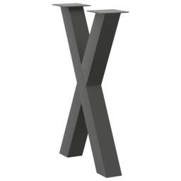 Berkfield Home Dining Table Legs X-Shaped 2 pcs Anthracite 50x(72-73) cm Steel in Charcoal - thumbnail 4