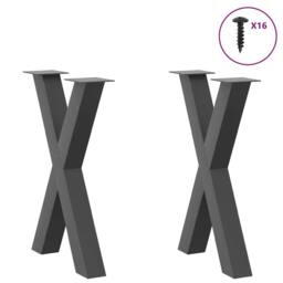 Berkfield Home Dining Table Legs X-Shaped 2 pcs Anthracite 50x(72-73) cm Steel in Charcoal - thumbnail 3