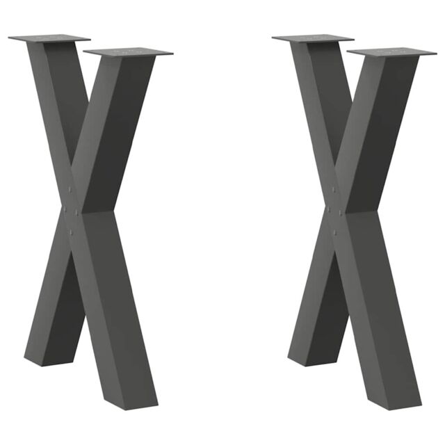 Berkfield Home Dining Table Legs X-Shaped 2 pcs Anthracite 50x(72-73) cm Steel in Black - image 1