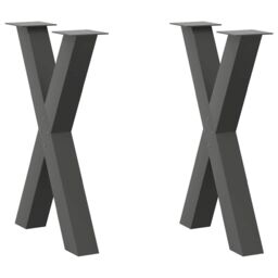 Berkfield Home Dining Table Legs X-Shaped 2 pcs Anthracite 50x(72-73) cm Steel in Black - thumbnail 1