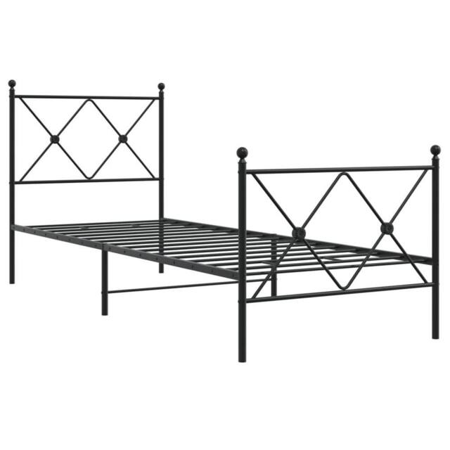 Berkfield Home Metal Bed Frame without Mattress with Footboard Black 80x200cm - Size: 80x200 cm - image 1
