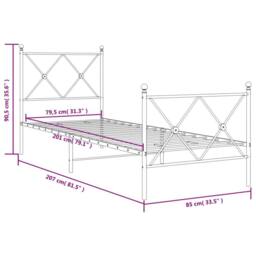 Berkfield Home Metal Bed Frame without Mattress with Footboard Black 80x200cm - Size: 80x200 cm - thumbnail 8