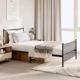 Berkfield Home Metal Bed Frame with Headboard & Footboard Black 100x190 cm - thumbnail 1