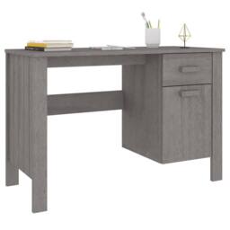 Berkfield Home Decorative Desk HAMAR Light Grey 113x50x75 cm Solid Wood Pine - Size: 113 x 50 x 75 cm - thumbnail 4