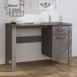 Berkfield Home Decorative Desk HAMAR Light Grey 113x50x75 cm Solid Wood Pine - Size: 113 x 50 x 75 cm - thumbnail 2