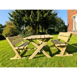 Churnet Valley Garden Furniture Ltd Ashcombe Table Set Sits 4 Including 2 Bench - L120 x W93 x H77 cm in Brown - thumbnail 3