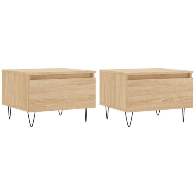 Berkfield Home Coffee Tables 2 pcs Sonoma Oak 50x46x35 cm Engineered Wood in Light Brown - Size: 50 x 46 x 35 cm - image 1