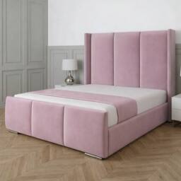 Living Comfort Bedz Westbury Plush Velvet Upholstered Bed Slatted Base - 48Inch Headboard in Pink - Size: Small Double - thumbnail 1