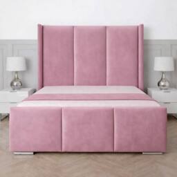 Living Comfort Bedz Westbury Plush Velvet Upholstered Bed Slatted Base - 48Inch Headboard in Pink - Size: Small Double - thumbnail 2