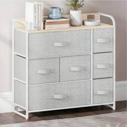 VOGREX Grey 7 Fabric Drawer Bedroom Storage Chest - thumbnail 2