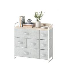 VOGREX Grey 7 Fabric Drawer Bedroom Storage Chest