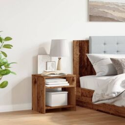 Berkfield Home Bedside Cabinet¬†Old Wood 40x30x40 cm Engineered Wood in Brown - Size: 40 x 30 x 40 cm - thumbnail 3