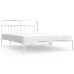 Berkfield Home Metal Bed Frame with Headboard White 183x213 cm - thumbnail 2