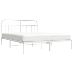 Berkfield Home Metal Bed Frame with Headboard White 183x213 cm - thumbnail 3