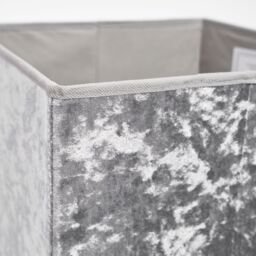 OHS Pack of 4 Crushed Velvet Folding Storage Box Cube in Charcoal - thumbnail 5