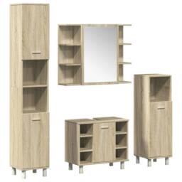 Berkfield Home 4 Piece Bathroom Furniture set Sonoma Oak Engineered Wood in Light Tan