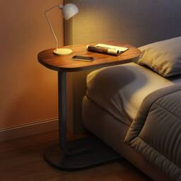 VOGREX Walnut Compact Sofa Side End Table Coffee Laptop Table in Brown - thumbnail 4