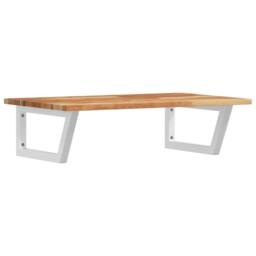 Berkfield Home Elegant Basin Shelf Wall Mounted Steel & Solid Wood Acacia in Brown - thumbnail 3