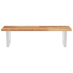 Berkfield Home Elegant Basin Shelf Wall Mounted Steel & Solid Wood Acacia in Brown - thumbnail 4