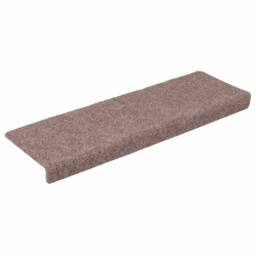 Berkfield Home Stair Mats 10 pcs Brown 65x21x4 cm Needle Punch - Size: Medium - thumbnail 1