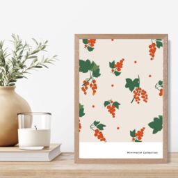 ARTZE Orange & Green Climbing Plant Flower Market Minimalist Framed Print SIZE: A3 with Oak Frame - Size: A4 - thumbnail 2