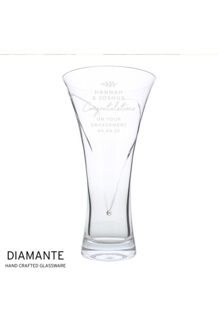 Personalised Memento Company Personalised Free Text Botanical Hand Cut Diamante Heart Vase in Clear - image 1