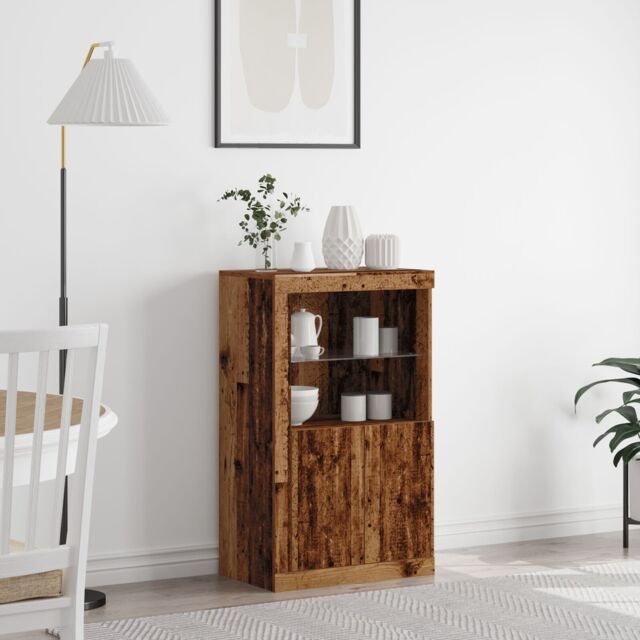 Berkfield Home Sideboard with LED Lights Old Wood 60, 5x37x100 cm in Brown - Size: 5 x 37 x 100 cm - image 1