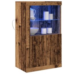 Berkfield Home Sideboard with LED Lights Old Wood 60, 5x37x100 cm in Brown - Size: 5 x 37 x 100 cm - thumbnail 3