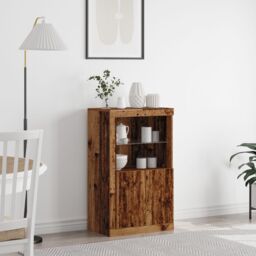 Berkfield Home Sideboard with LED Lights Old Wood 60, 5x37x100 cm in Brown - Size: 5 x 37 x 100 cm - thumbnail 1