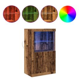 Berkfield Home Sideboard with LED Lights Old Wood 60, 5x37x100 cm in Brown - Size: 5 x 37 x 100 cm - thumbnail 4